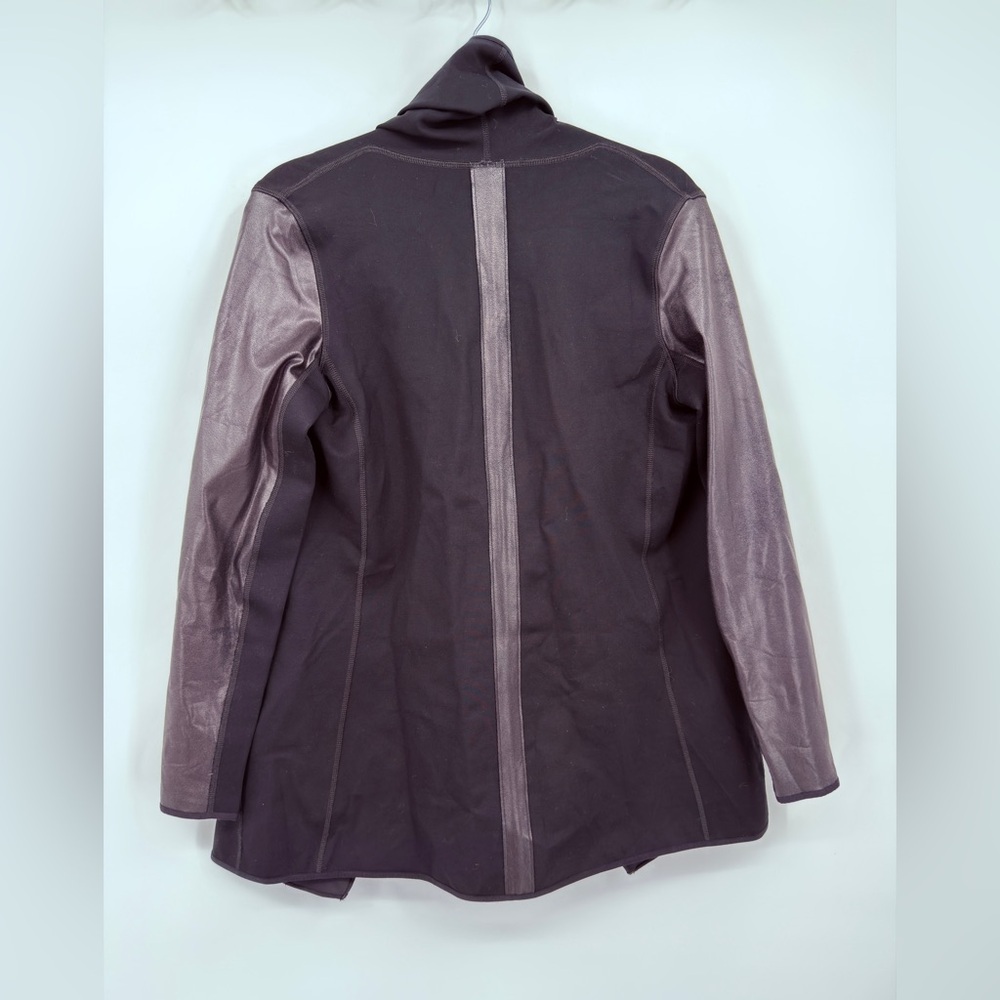 Spanx Black Faux Leather Sleeve Wrap Jacket Small - Picture 9 of 10